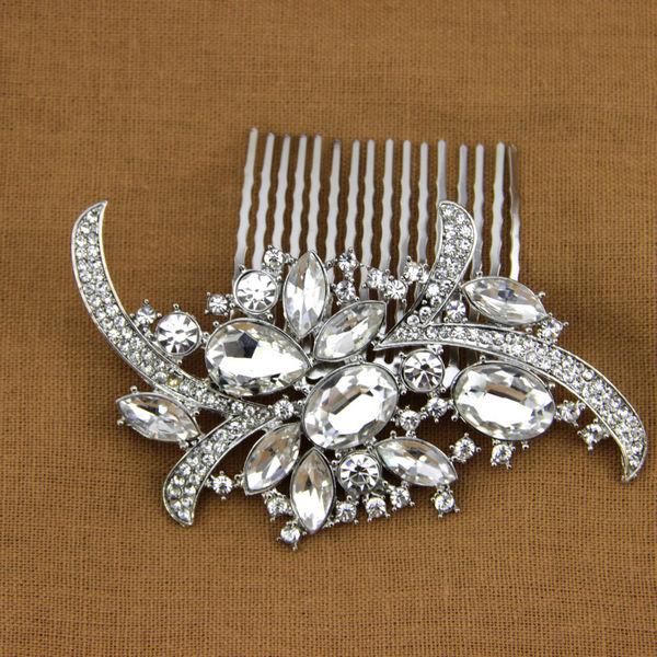 Mariage - Art Deco Bridal Hair Comb Pearl and Crystal Decoarted