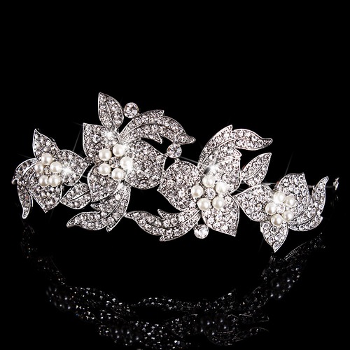 Hochzeit - Crystal And Pearl Bridal Headband Vintage Inspired Wedding Hair Accessories Tiaras