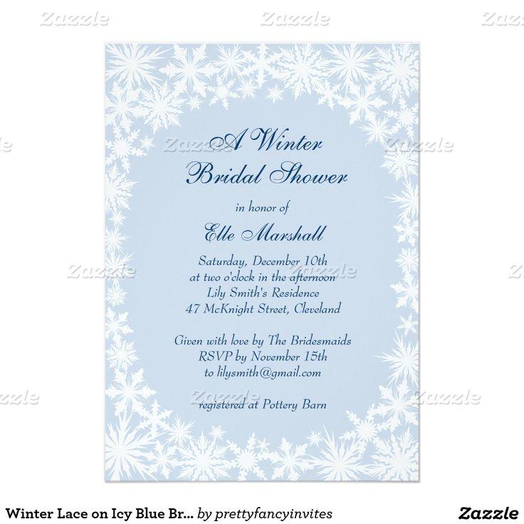 Свадьба - Winter Lace On Icy Blue Bridal Shower Invitation