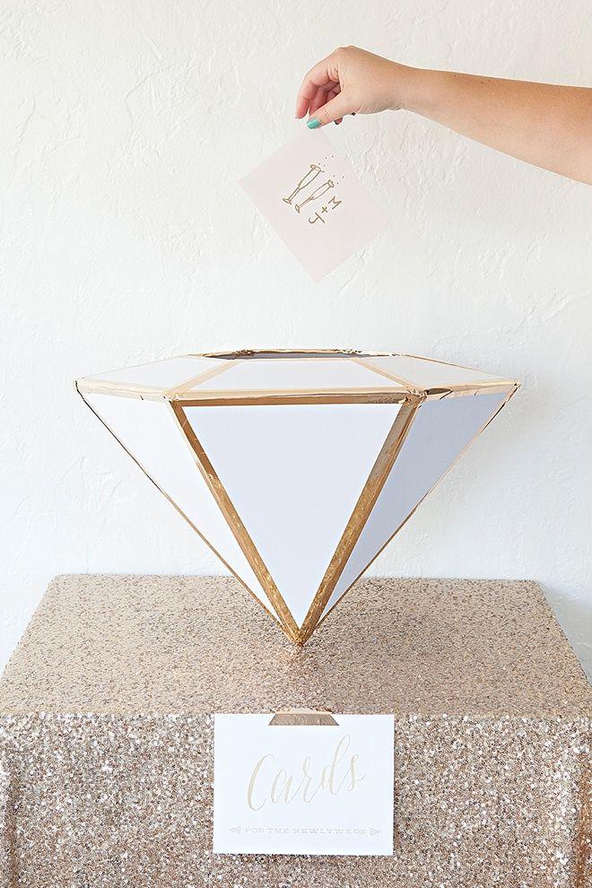 Hochzeit - Learn How To Make This Giant, DIY Wedding Card Box Diamond!