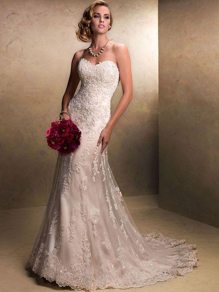 Свадьба - Tulle With Applique Beading Detachable Straps Long Wedding Dress