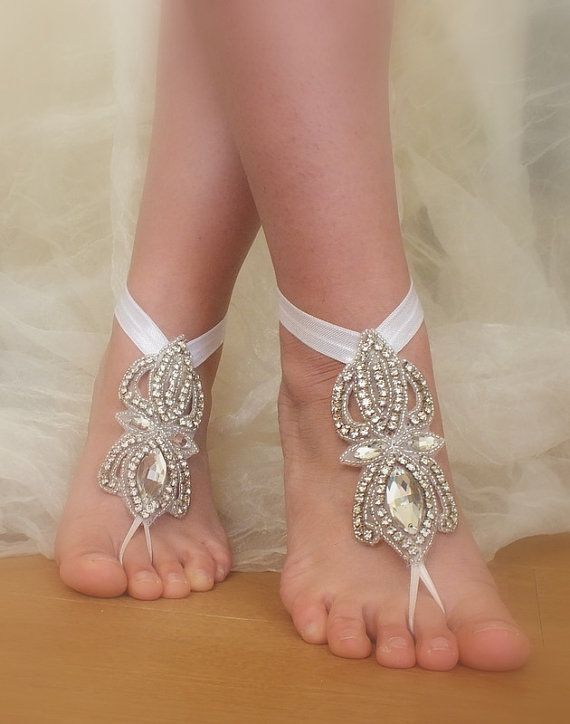Mariage - FREE SHIP Rhinestone Anklet, Beach Wedding Barefoot Sandals, Barefoot Sandals, Sexy, Yoga, Anklet , Bellydance, Steampunk, Beach Pool