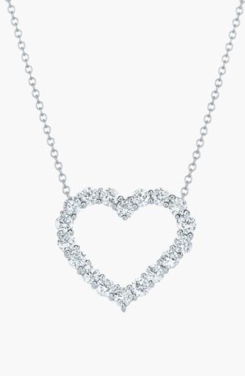 Mariage - Kwiat Open Diamond Heart Pendant Necklace