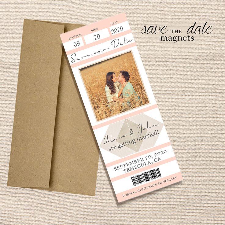 Hochzeit - Save The Date Ticket Magnets "Free Shipping"