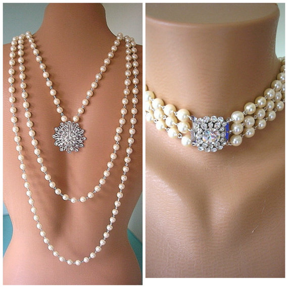 Mariage - Backdrop Necklace, Wedding Jewelry, Bridal Backdrop Necklace, Pearl Backdrop, Pearl Necklace, Bridal Jewelry, Rhinestone And Pearl Jewelry