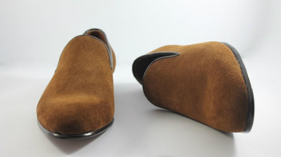 Hochzeit - MENS BROWN SUEDE LEATHER LOAFER SHOES
