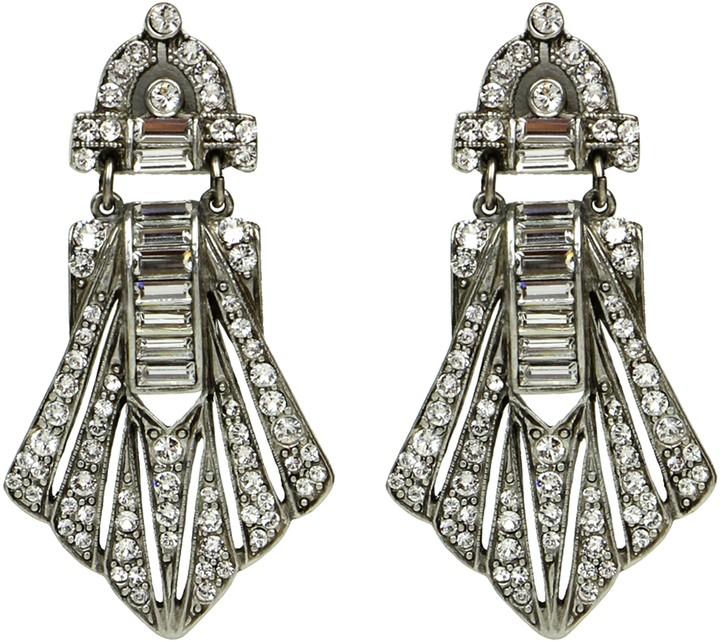 Hochzeit - Ben-Amun Bridal Large Deco Crystal Earrings