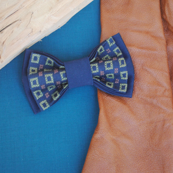 زفاف - Embroidered bow tie Navy blue pretied bow tie Men's bowtie Bow tie Gifts for dad Casual style Boys Bowtie Unisex bowties Father's day gift