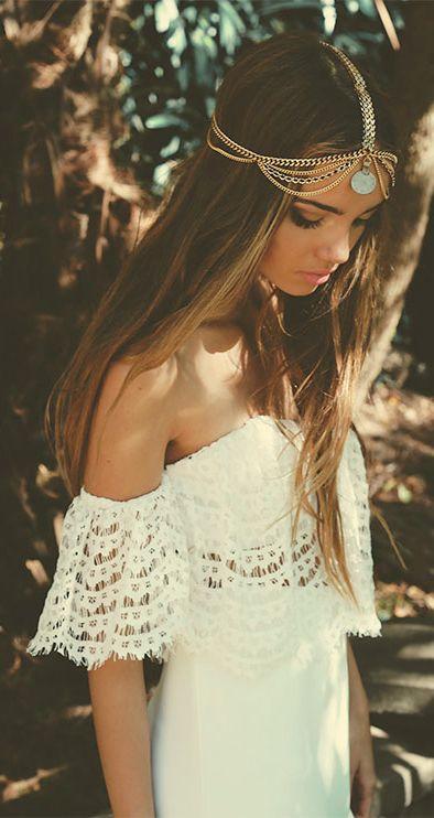 Wedding - Lola Off The Shoulder Lace Detail Tunic Dress - White RESTOCKED