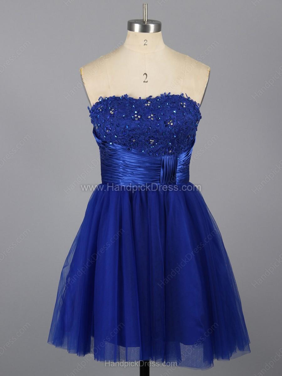 Wedding - http://www.handpickdress.com/ball-gown-sweetheart-tulle-appliques-lace-short-mini-prom-dresses-186.html