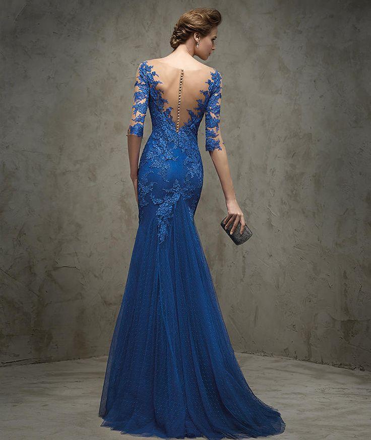 Pronovias > FRAENZE - Blue Lace Cocktail Dress #2357293 - Weddbook