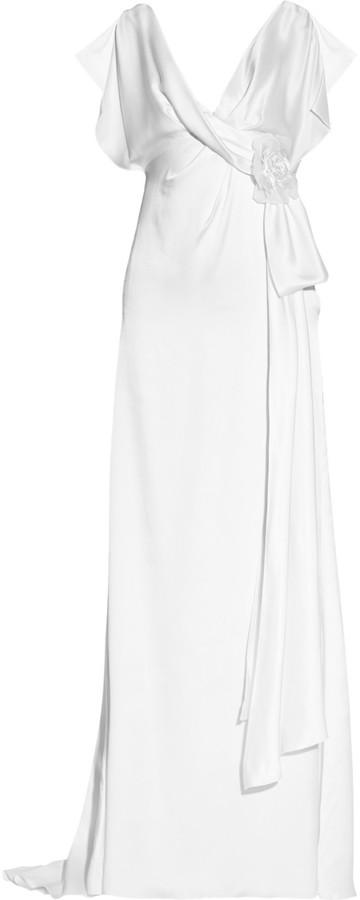 Mariage - Temperley London Rosemary wrap-effect silk-satin gown