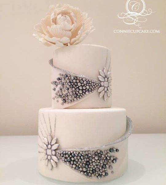 Wedding - Luxury Jeweled Two-Tiered Cake 