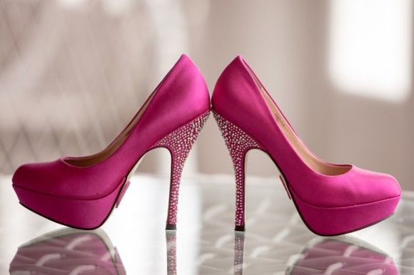 Hochzeit - Bright Pink & Sparkly Shoes   A Masquerade Ball Wedding At The Cavalier Hotel In Virginia Beach