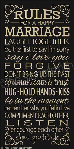 Mariage - Rules For A Happy Marriage, Hand Stenciled Painted Wood Sign, Marriage Sign