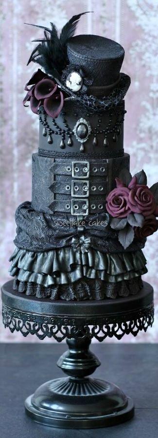 Wedding - Gothic Wedding Cake With Top Hat