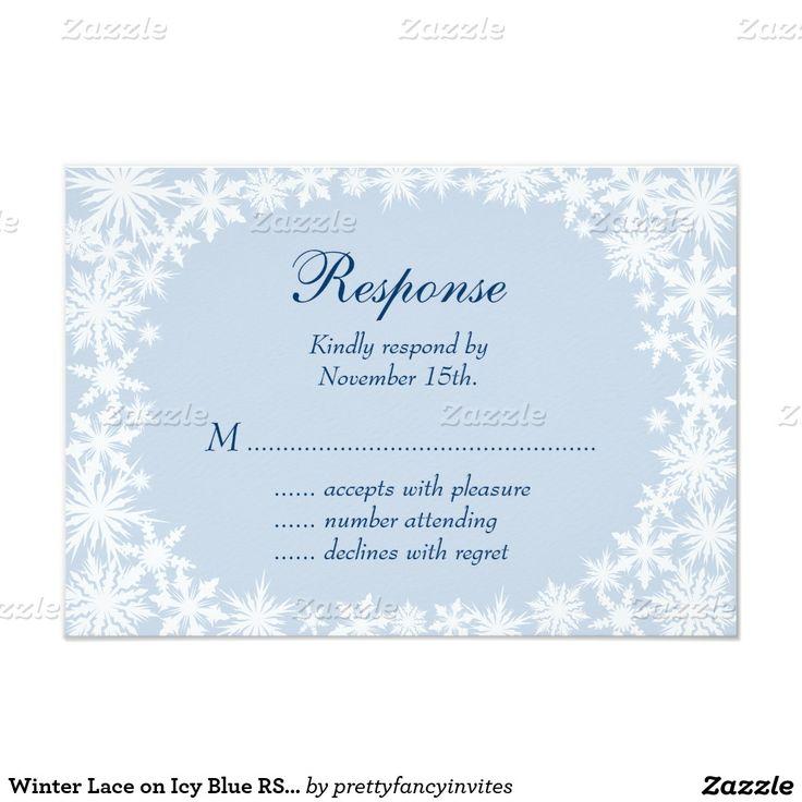 زفاف - Winter Lace On Icy Blue RSVP 3.5x5 Paper Invitation Card
