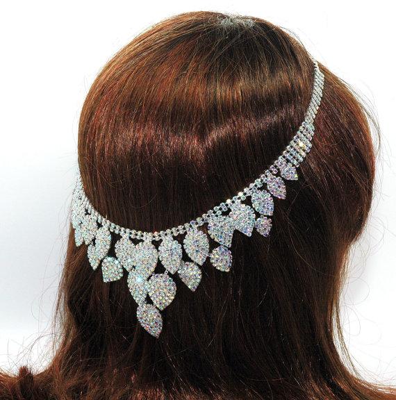 Wedding - Bridal Crystal Headpiece, Wedding Hair Jewelry, Hair Chain Headpiece, Wedding Headband, Hair Accessories