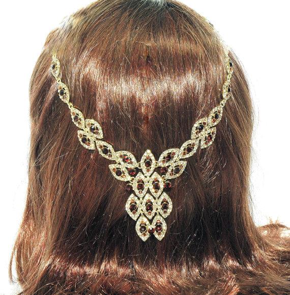 Wedding - Hair Jewelry Hair Chain Crystal Headpiece, Rhinestone Headband, Bohemia Headpiece, Wedding Hair Jewelry