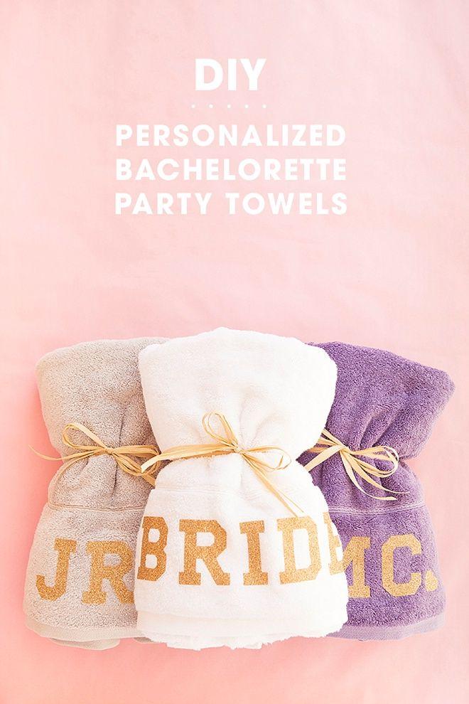 Hochzeit - Check Out These DIY Glitter Iron-On Bachelorette Party Towels!