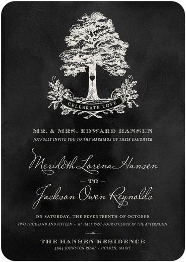 Mariage - Lovely Enchantment - Signature White Wedding Invitations In Nutmeg Or Black 
