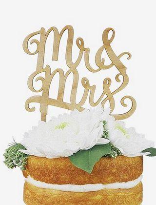 Mariage - Mr. & Mrs. Wood Cake Topper