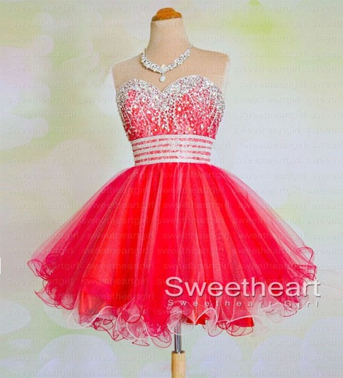 زفاف - Red Sweetheart Sequin Short Prom Dresses, Homecoming Dress from Sweetheart Girl