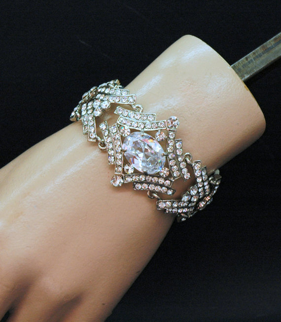 Hochzeit - Bridal Bracelet, CZ Bracelet, Crystal Wedding Bracelet, Wedding Jewelry, Cubic Zirconia Jewelry