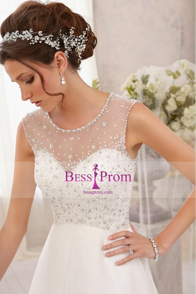 Wedding - a-line skirt tulle chiffon floor length wedding dress - bessprom.com