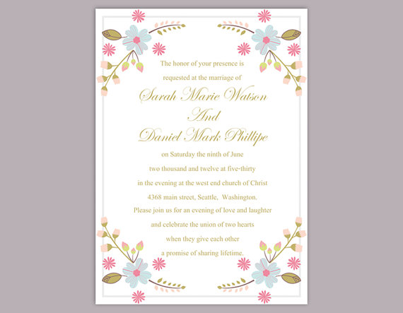 Hochzeit - DIY Wedding Invitation Template Editable Text Word File Download Printable Invitation Floral Wedding Invitation Colorful Invitation