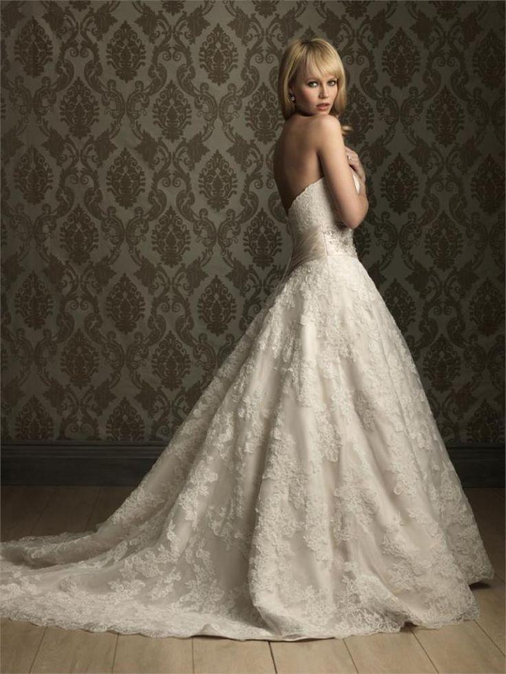 زفاف - Backless A-line Lace Wedding Dress With Train
