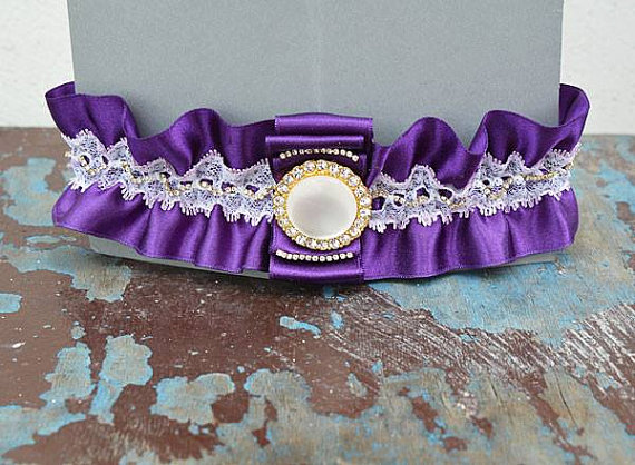 Mariage - Wedding Garter set, Purple garter set, Ribbon accessories, Bridal accessories, Weddig garter