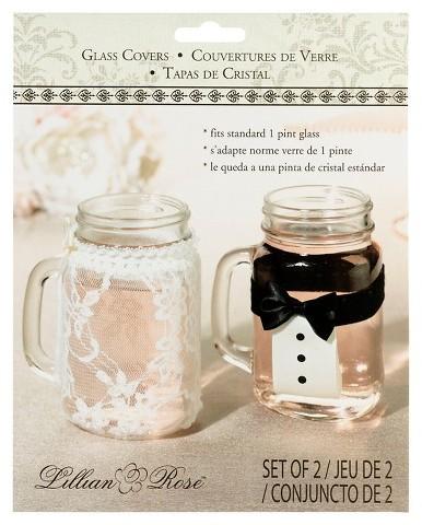 Wedding - Lillian Rose Bride and Groom Glass Covers