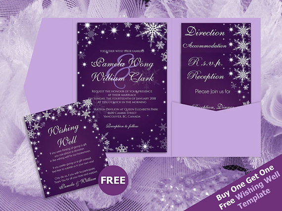 Mariage - DIY Printable Wedding Pocket Fold Invitation Set A7 5 x 7 