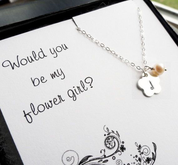 Свадьба - Flower Girl Gift, Personalized Necklace For Flower Girl Or Junior Bridesmaid, Be My Flower Girl, Necklace For Little Girl, Otis B Jewelry