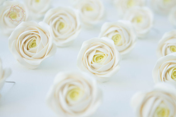 زفاف - Floral Wedding Magnets 'Paradise Rose', Ivory Party Favors, Ivory Rose Favors