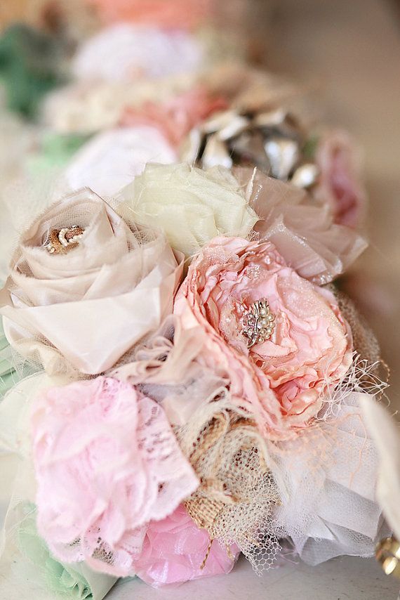 Hochzeit - Items Similar To Eco - Friendly Fabric Flower Wedding Bouquet On Etsy