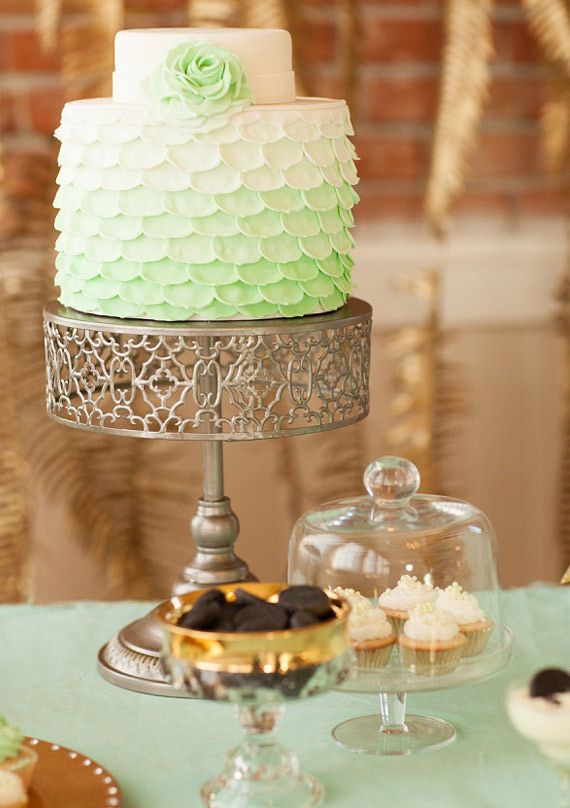 Hochzeit - This Mint-colored Ombre Cake Is So Cheerful