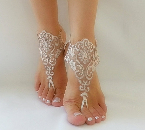 Hochzeit - bridal anklet, pink ivory frame Beach wedding barefoot sandals, bangle, wedding anklet, free ship, anklet, bridal, wedding