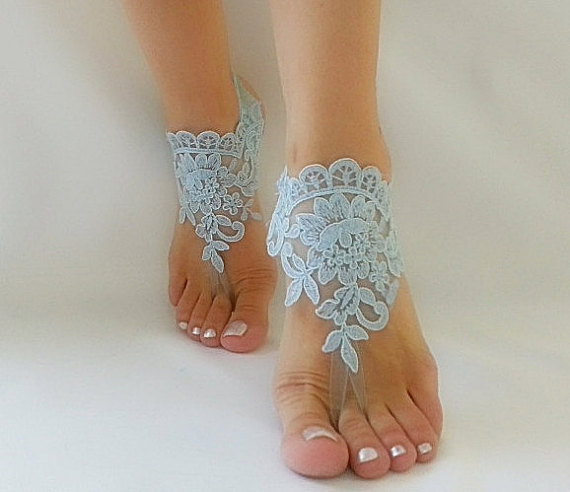 Hochzeit - bridal anklet, something blue Beach wedding barefoot sandals, bangle, wedding anklet, free ship, anklet, bridal, wedding