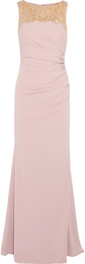 Mariage - Badgley Mischka Embellished stretch-crepe gown