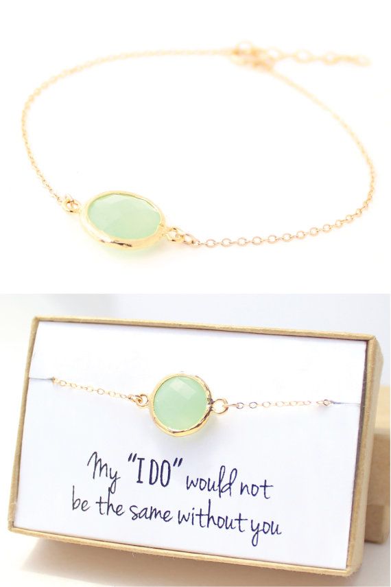 Hochzeit - Light Mint / Gold Circle Bracelet - Green Bridesmaid Bracelet - Green Jewelry- Mint Bracelets - Mint Green Bridesmaid Gift - BB1