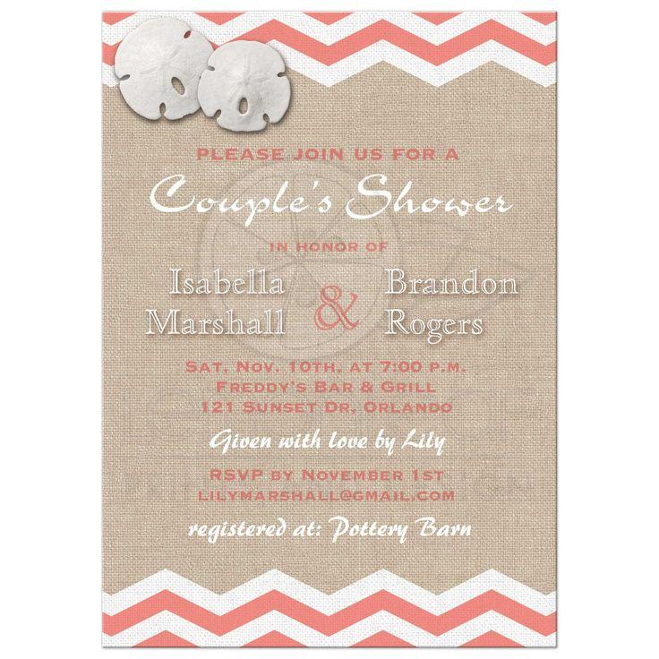 Mariage - Couple's Shower - Coral Chevrons & Sand Dollars