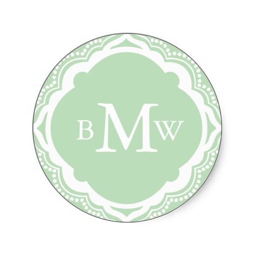 Свадьба - Mint Wedding Monogram Stickers