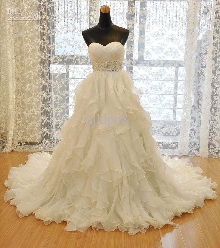 Wedding - Custom Made 2013 New Crystal Beading Ruffles Organza Wedding Dresses Bridal Gown Bridal Dresses Online with $110.27/Piece on Hjklp88's Store 