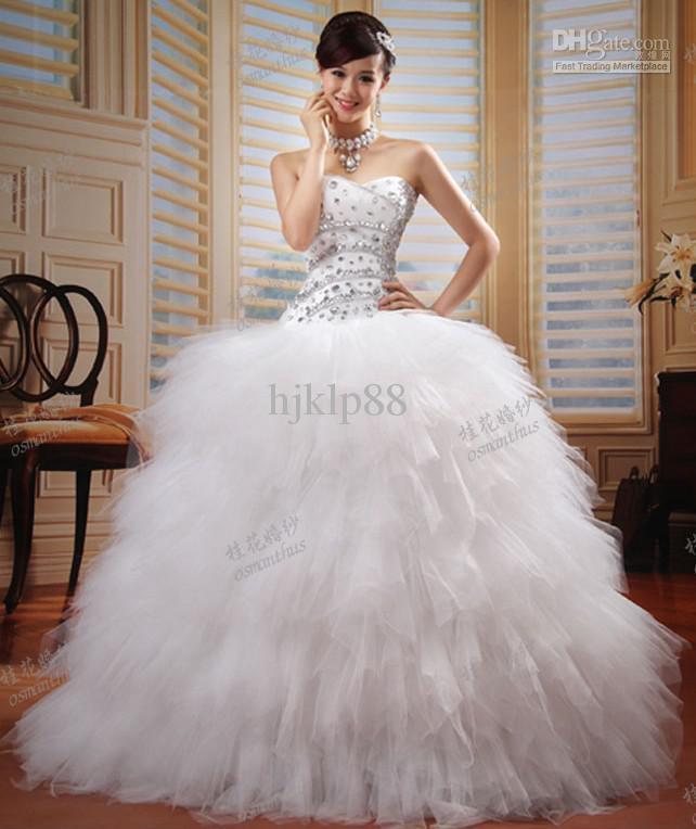Hochzeit - 2013 New Luxury Custom Size Sweetheart Strapless Beading Crystal Tulle Wedding Dresses Bridal Gown Online with $125.66/Piece on Hjklp88's Store 