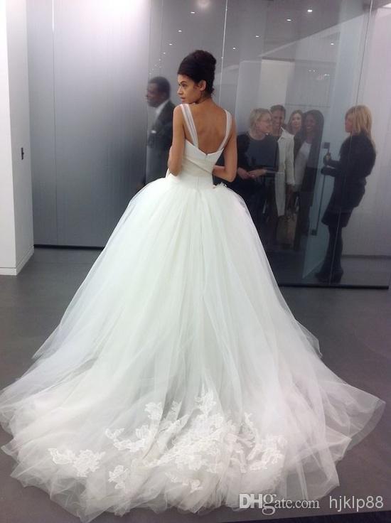 Wedding - 2014 Custom Made Tulle Big Poofy Ball Gown Wedding Dresses Crystal Beads Applique Vestidos De Novia Backless Ballgown Dress Chapel Train Online with $133.51/Piece on Hjklp88's Store 