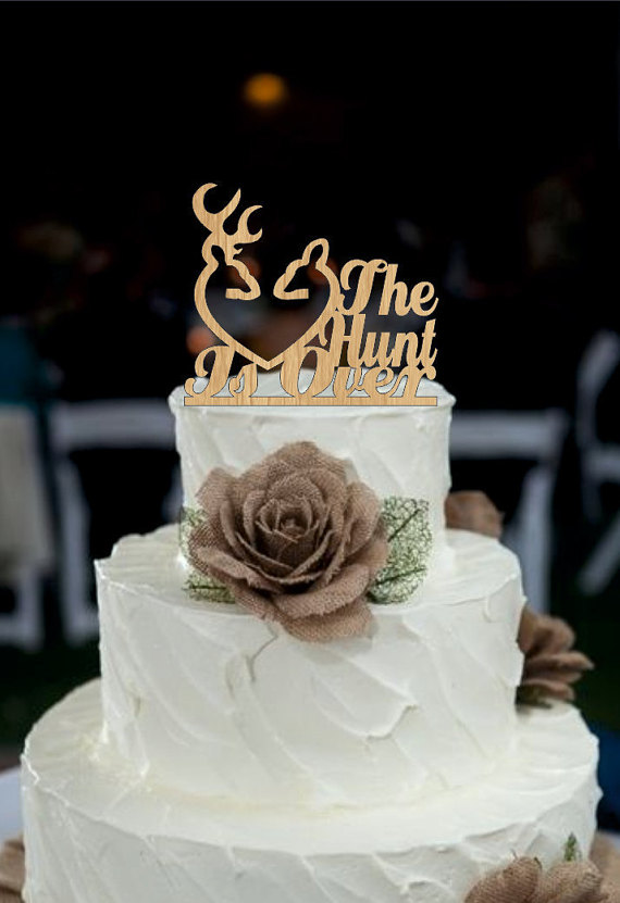 Mariage - Wedding cake topper rustic the hunt is over, deer wedding cake topper, Country Cake Topper, shabby chic, redneck, cowboy, outdoor, western