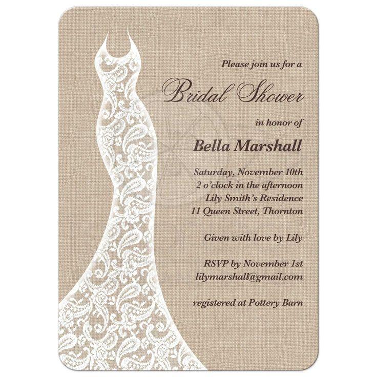 Wedding - Bridal Shower Invitation - Beautiful Burlap