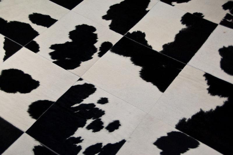 Wedding - TRICOLOR SQUARED COWHIDE PATCHWORK RUG